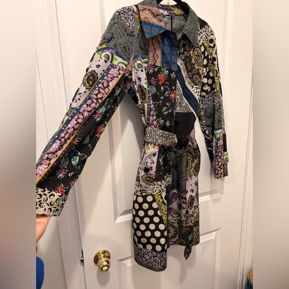 ETRO Milano Colorful Patchwork Belted Trench Coat - Picture 8 of 16